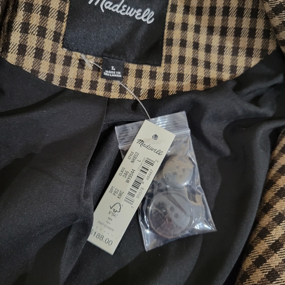 Madewell Caldwell Double-Breasted Blazer in Lyden Plaid NH852 Size L NWT - Picture 6 of 8